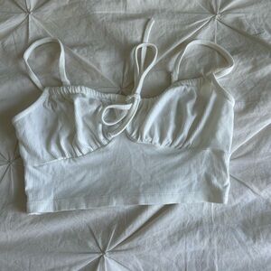 Shein White Ribbed Crop Top